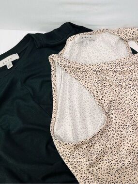 Black & Beige Leopard Tank and Black twist tie‎ t-shirt - Women Tops
